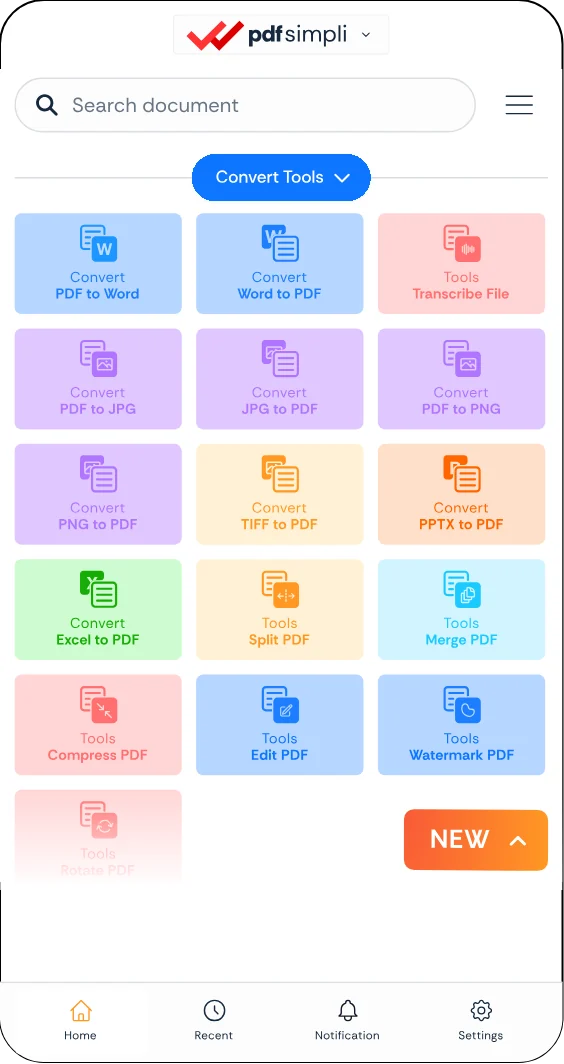 The ConvertSimpli app showing a document being converted between formats